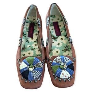 KENZO leather and jacquard ribbon ballet flats EU 37